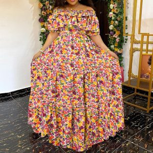 Robe bohème grande taille à imprimé floral