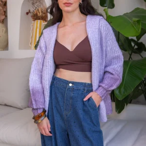 Gilet à capuche avec fils brillants Perle