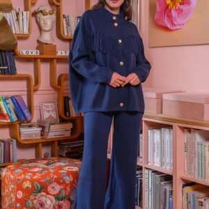 Gilet boutonné à franges Felice