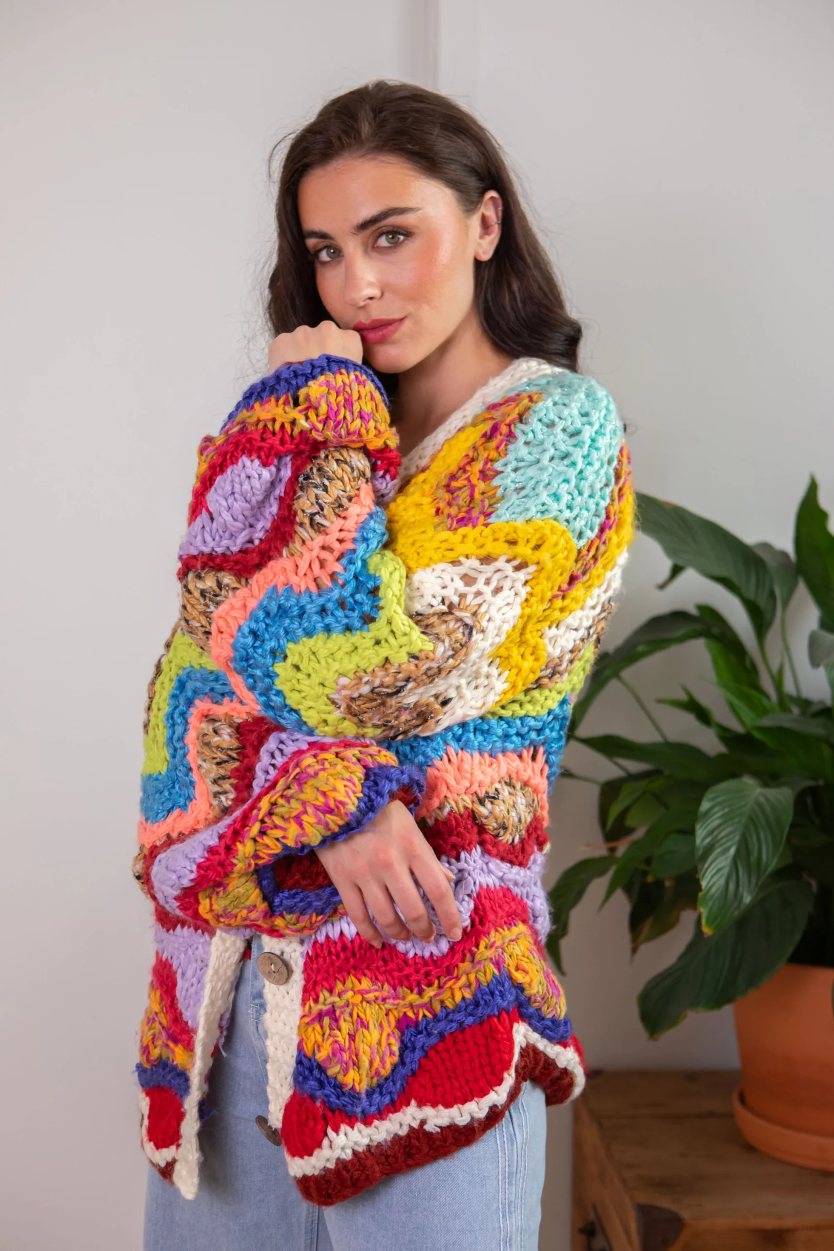 Gilet multicolore en maille Giza – Image 2