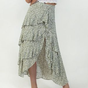 Jupe Asymétrique Bohème Vert