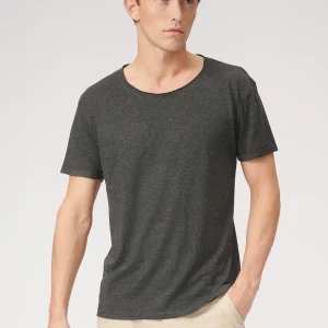 T-shirt à col profond - Gris foncé