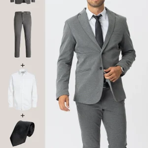 The Original Performance Costume (gris foncé mélangé) + chemise, cravate et chaussures James - Forfait