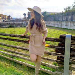 Robe pull moulante en tricot Manches dolman Encolure en V